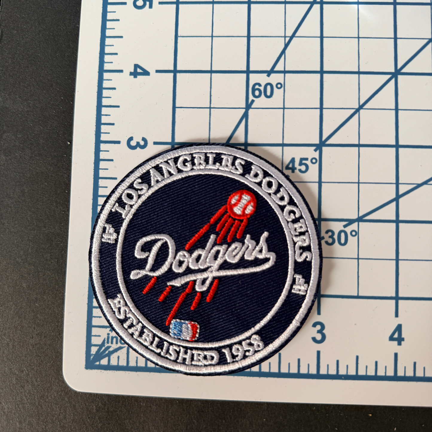 Los Angeles Baseball 3" Solid Blue Circle Script Logo Flying Ball Patch