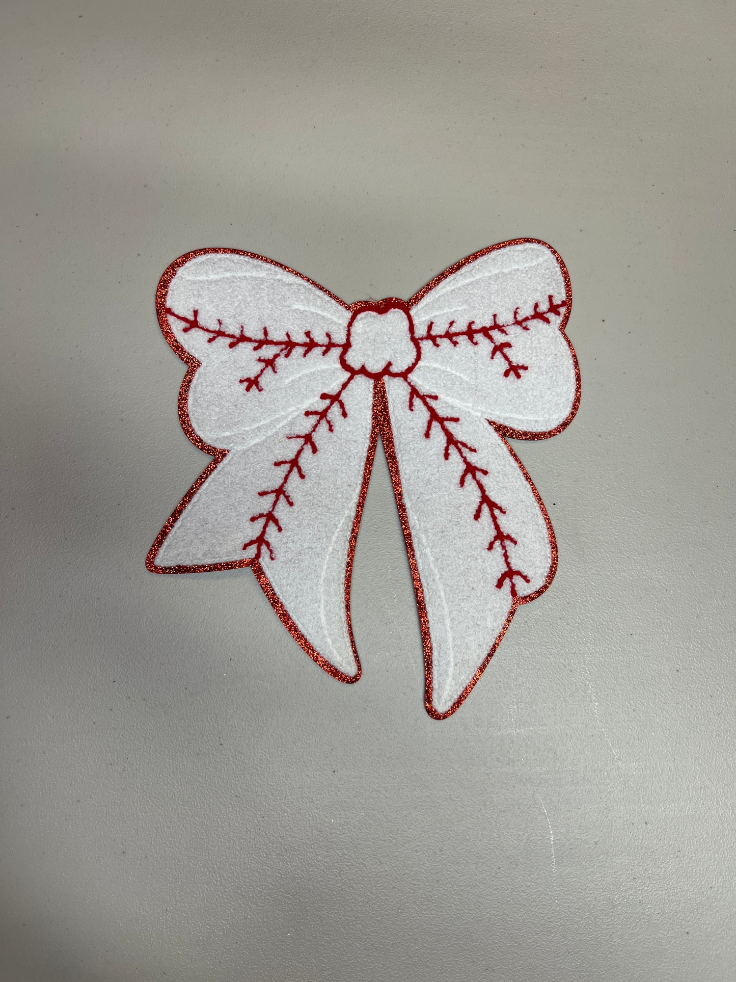 Baseball Bow Chenille Patch