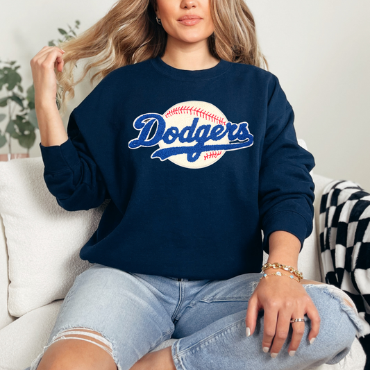 Los Angeles Blue Script Baseball Sweater