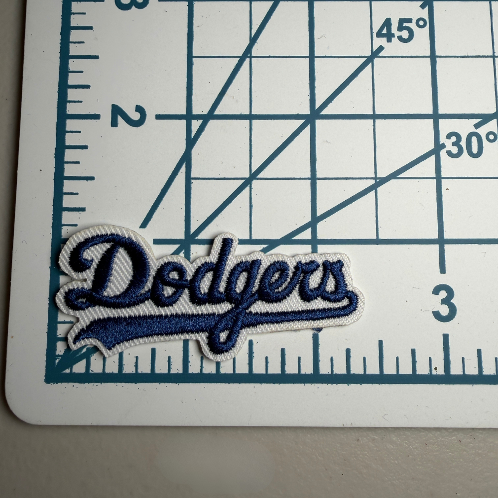 Small Dodgers Script Embroidered Iron on Patch