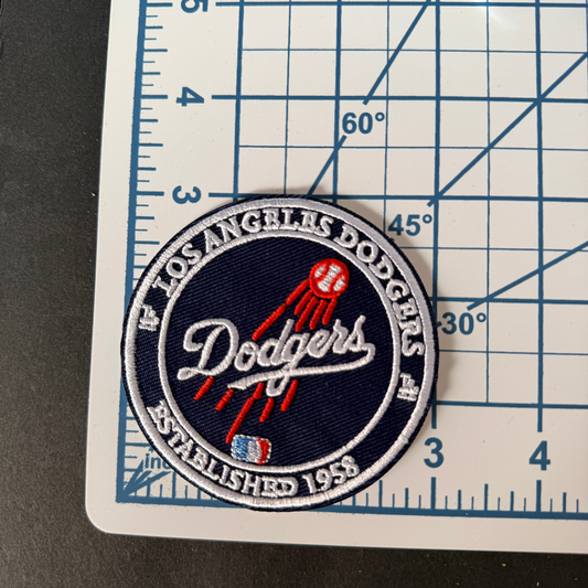 Los Angeles Baseball 3" Solid Blue Circle Script Logo Flying Ball Patch
