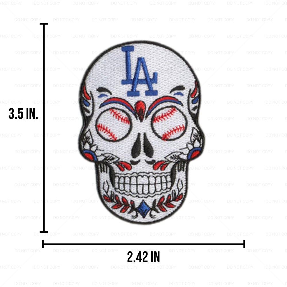 Los Angeles Baseball Sugar Skull Iron on Patch