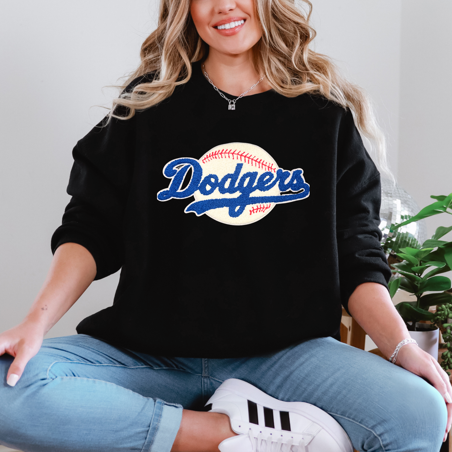Los Angeles Blue Script Baseball Sweater