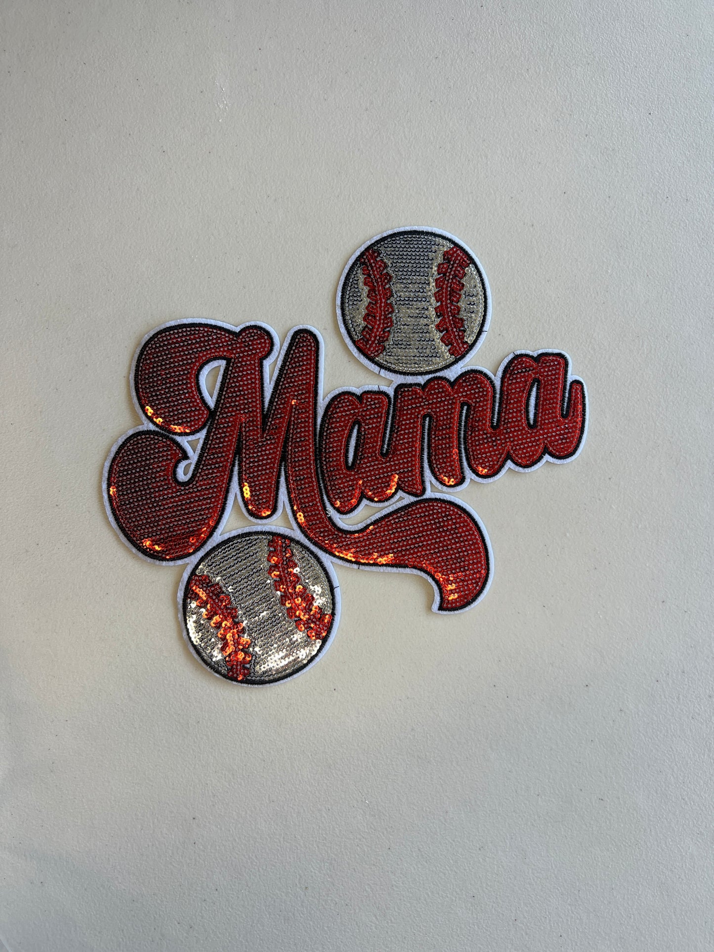 Red Mama Cursive Baseball Patch