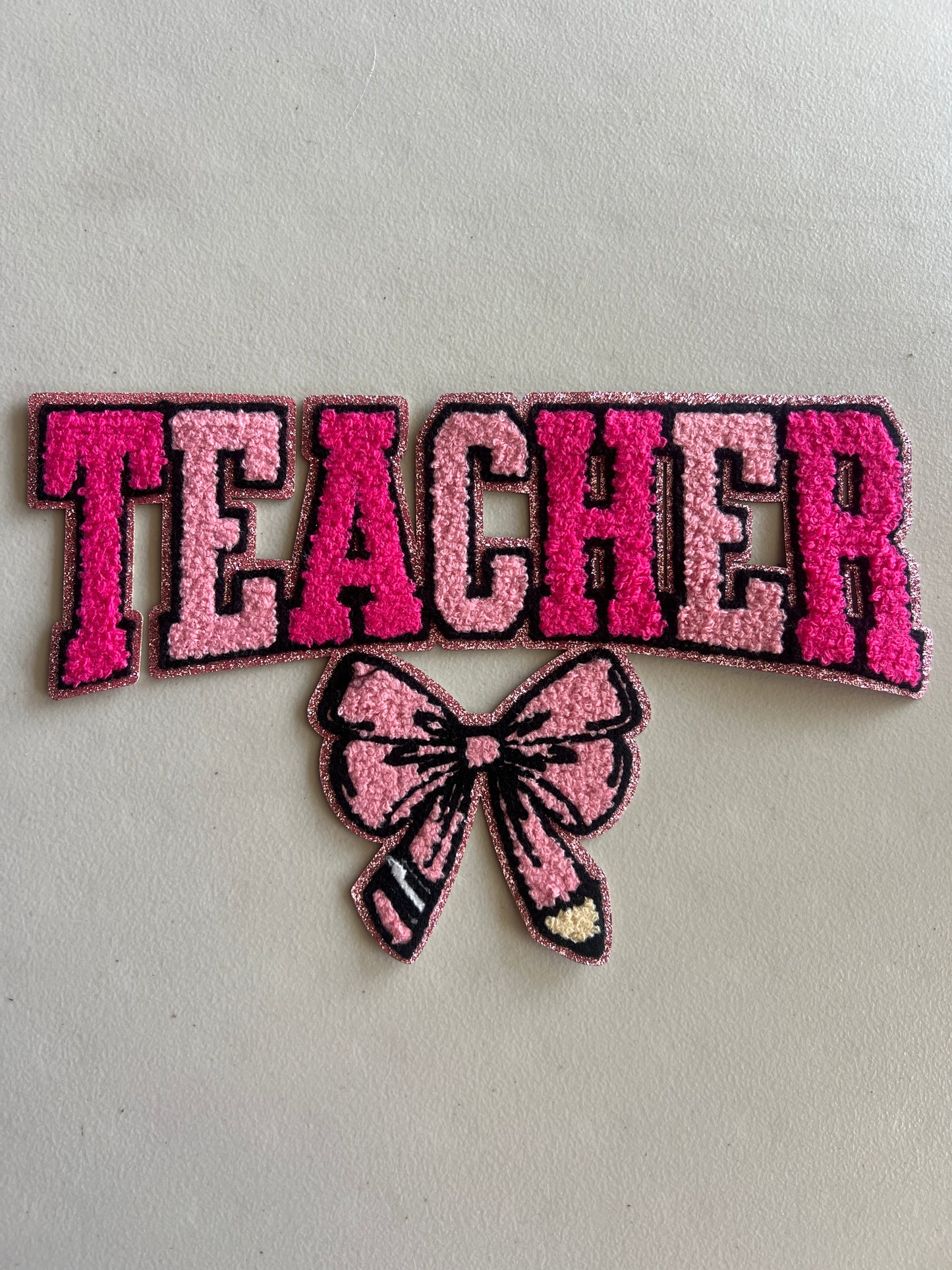 Teacher Pink Bow Patch