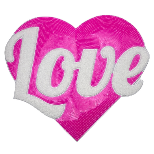 Pink love heart patch